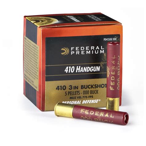 20 Rounds Federal Premium 410 3 4b Shot Handgun Shells 184137 410