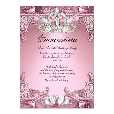 Quinceanera Pink 15th Birthday Party Card