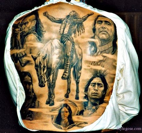Massive Black And White Very Detailed Whole Back Tattoo Of Various