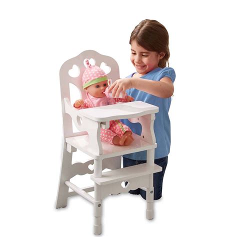 melissa and doug white wooden doll high chair with tray 14 75 x 25 x 14 inches sponsored