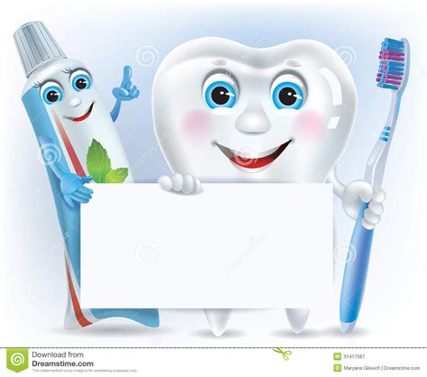Funny Tooth Tooth Paste And Tooth Brush With Blan Stock Vector