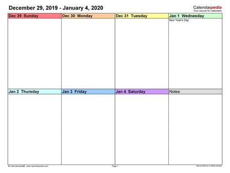 Perfect Four Week Weekly Calendar Printable Excel Calendar Template