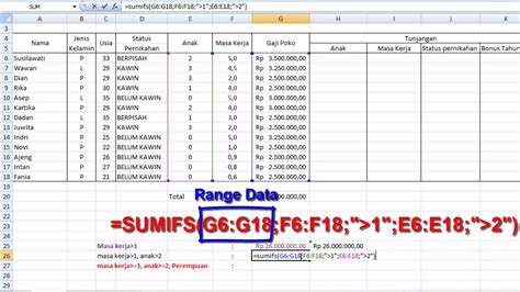 Cara Menjumlahkan Data Angka Menggunakan Fungsi Sum Sumif Sumifs Di Microsoft Excel Youtube