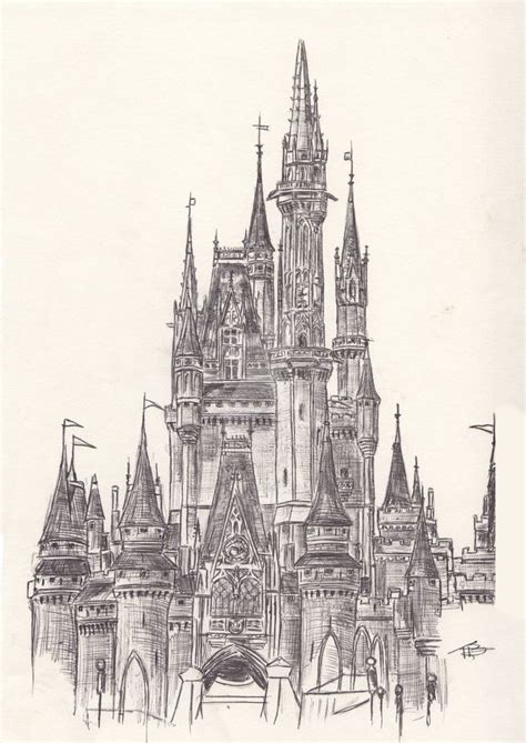 Cinderellas Castle Drawing Castle Drawing Disney Castle Drawing