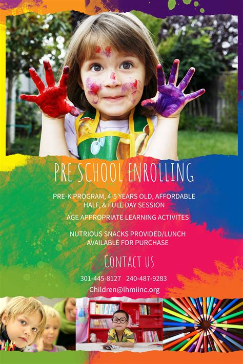 Preschool Enrollment Colorful Posterflyer Template School With Play