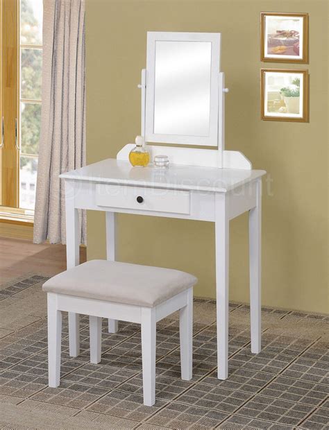 Contemporary White Bedroom Vanity Set Table Drawer Bench