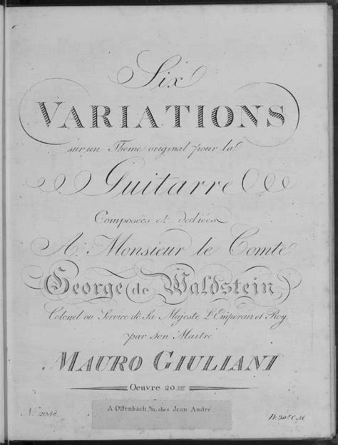 Giuliani Mauro Six Variations Sur Un Theme Original Pour La Guitarre