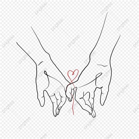 Desenho De Desenho Linha Dos Namorados Com A Vermelha Mãos Dadas PNG
