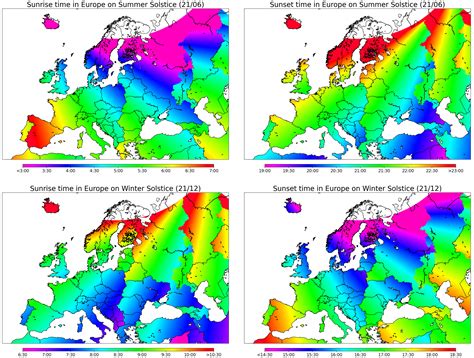 Sunsetsunrise Times In Europe Summerwinter Oc Dataisbeautiful