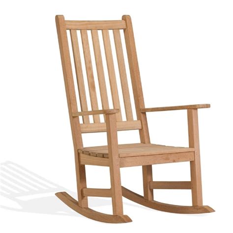 This outdoor rocking chair has a contoured seat and a slightly reclined fan shaped back for extra comfort. Shorea Wood Franklin Outdoor Rocking Chair