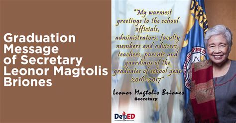 Graduation Message Of Secretary Leonor Magtolis Briones Teacherph