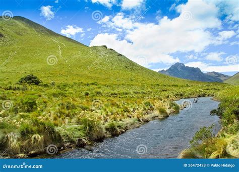 Mountain River With Blue Sky And Clouds Stock Photo Image Of