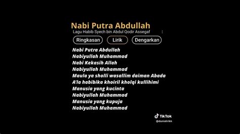 Lirik Lagu Sholawat Nabi Putra Abdullah Nabiyullah Muhammad Bahasa Arab