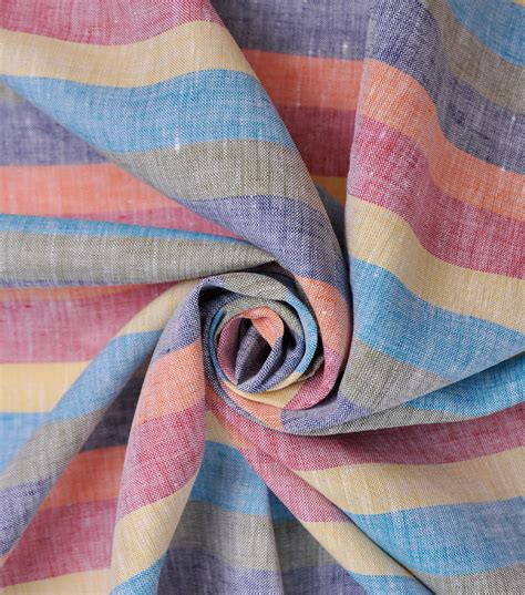 100% Linen Fabric Multi Stripe YD | JOANN