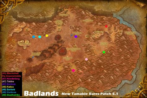 Wow Rare Spawns Badlands Tamable Rares Added In 51