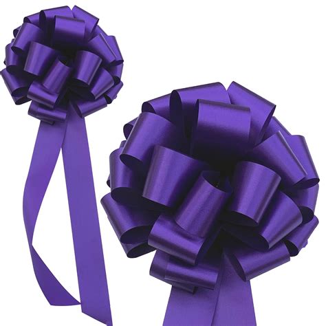 Big Decorative Purple Ribbon Pull Bows With Tails 9 Wide Set Of 6