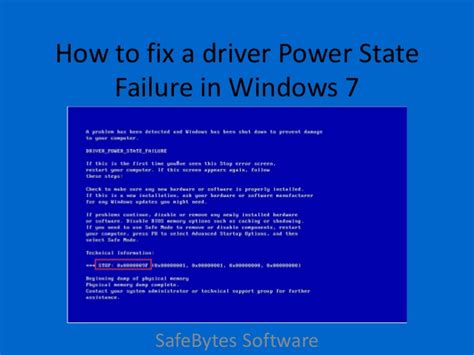 Fortunately, fixing this error is relatively simple. How to fix a driver power state failure in windows 7