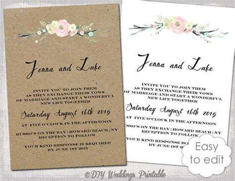printable rustic wedding invitation template rustic