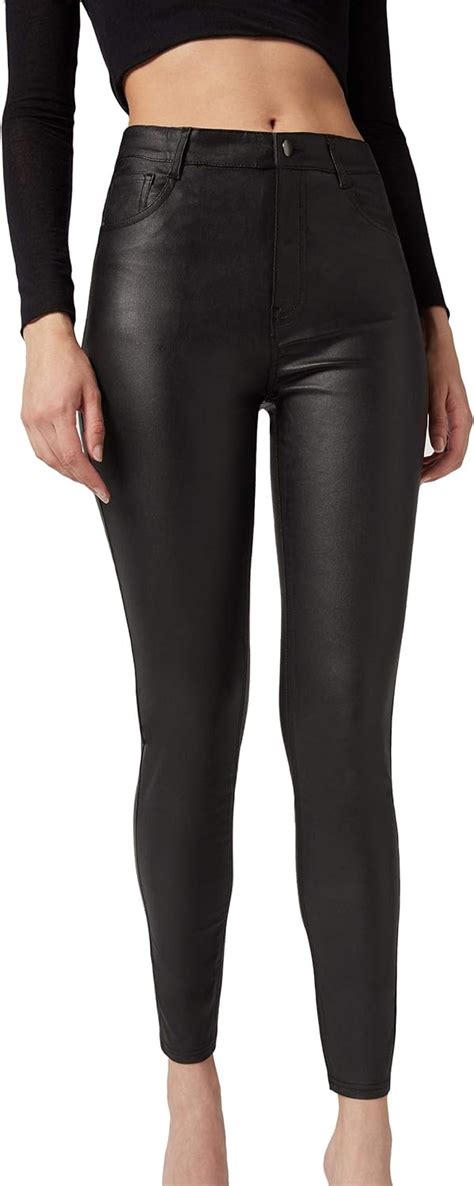 Calzedonia Womens Leather Effect Leggings Black At Amazon Womens Clothing Store