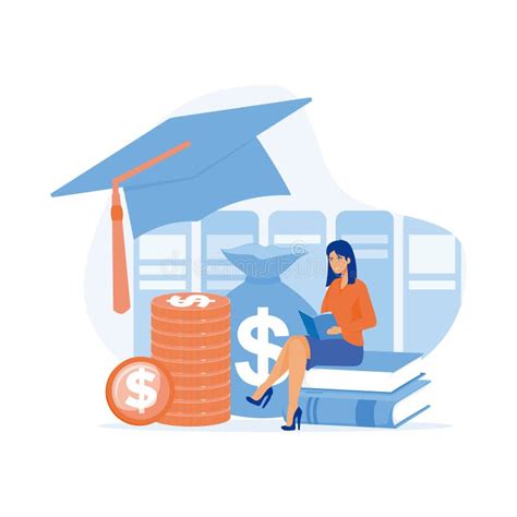 Financial Education Characters Investing Money In Education And