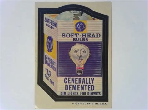 1974 Wacky Packages Series 6 26 Soft Head Bulbs Generally Demented Tan