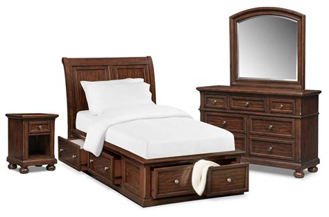 Browse our selection of bedroom furniture packages. Hanover Youth 6-Piece Sleigh Bedroom Set with Storage ...