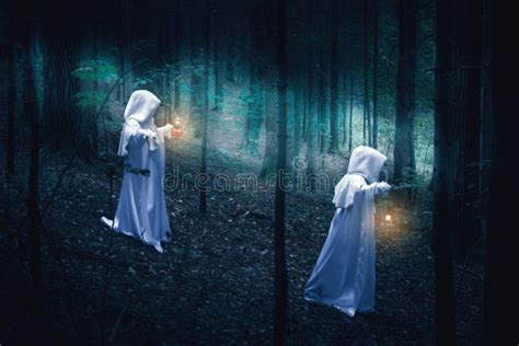 Two Ghosts In A Dark Forest Stock Image Image Of Mystic Unknown