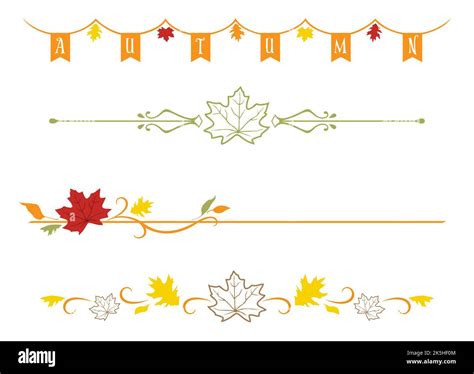 A Set Of Autumn Leaves Themed Divider Lines Stock Vector Image And Art