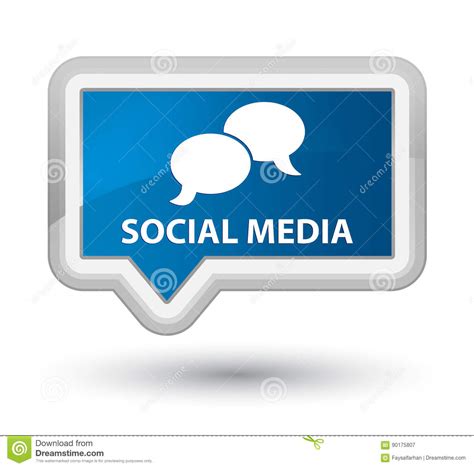 Social Media Chat Bubble Icon Prime Blue Banner Button Stock
