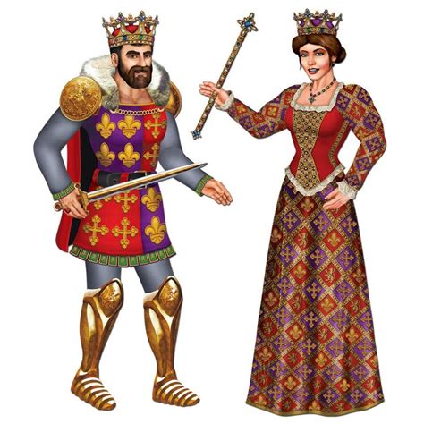 Club Pack Of 12 Brown Jointed Medieval Royal King And Queen Cutout