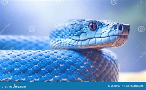 Blue Viper Venomous And Poisonous Snake Generative Ai Stock