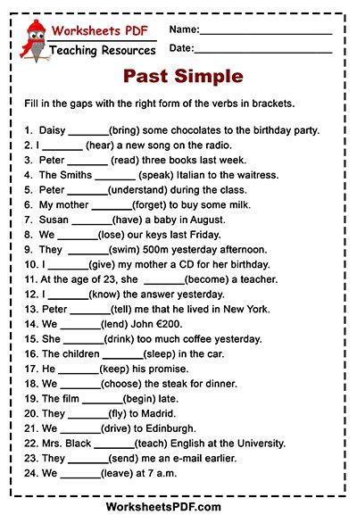 Irregular Verbs Worksheets For Grade K Learning Verbs Worksheets