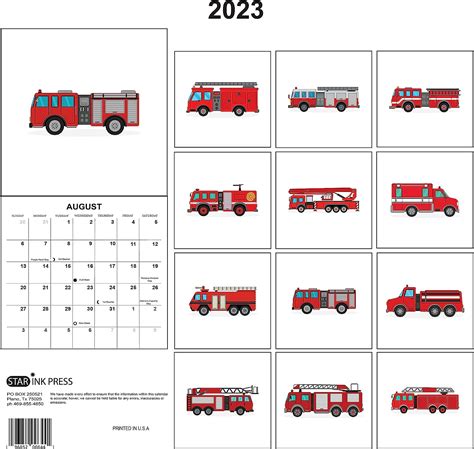 Calendario De Pared De Camiones De Bomberos 2023 Yaxa Guatemala