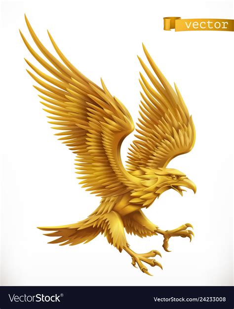 Eagle Gold Emblem 3d Icon Royalty Free Vector Image