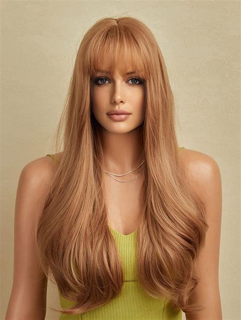 Natural Long Curly Synthetic Wig With Bangs