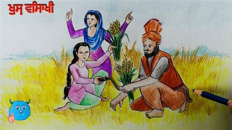 How To Draw Baisakhi Festival Scene For Kids In Detail Step By Step