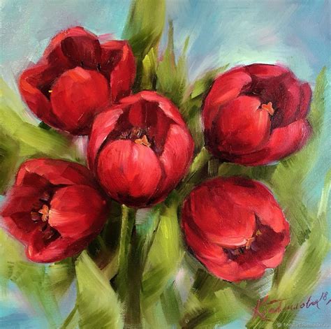 Oil Painting Red Tulips Painting Shop Online On