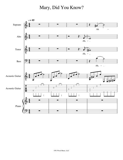 Sheet music single, 6 pages. Mary, Did You Know (SATB+)07212019 Sheet music for Piano, Voice, Guitar | Download free in PDF ...