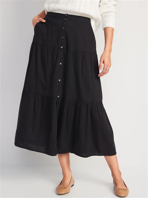 Tiered Button Front Maxi Skirt For Women Old Navy