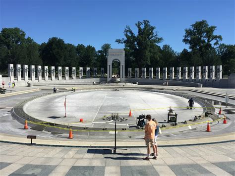 World War Ii Memorial Pools Drained For Replacement Of Lights