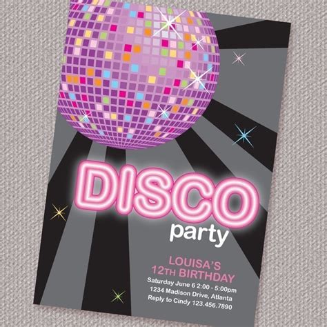 Free Disco Party Invitations Printable