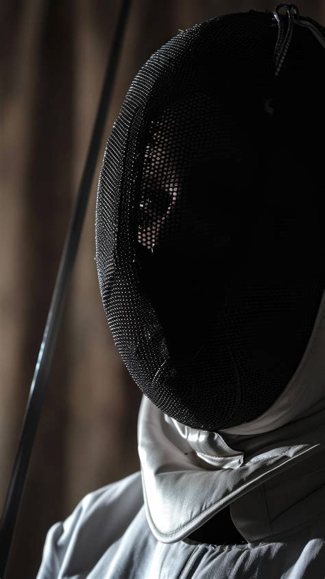 Fencing Mask Close Up Epee Fencer Portrait Fencing Equipment Sports