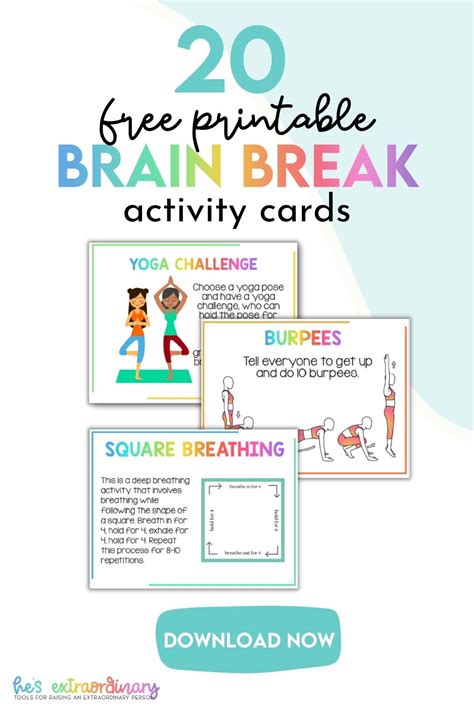 Brain Breaks For Kids 20 Printable Activity Cards