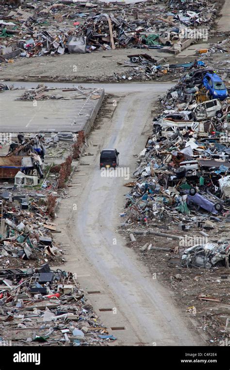 The Town Devastated By Tsunami Ishinomaki Miyagi Japan Stock Photo Alamy
