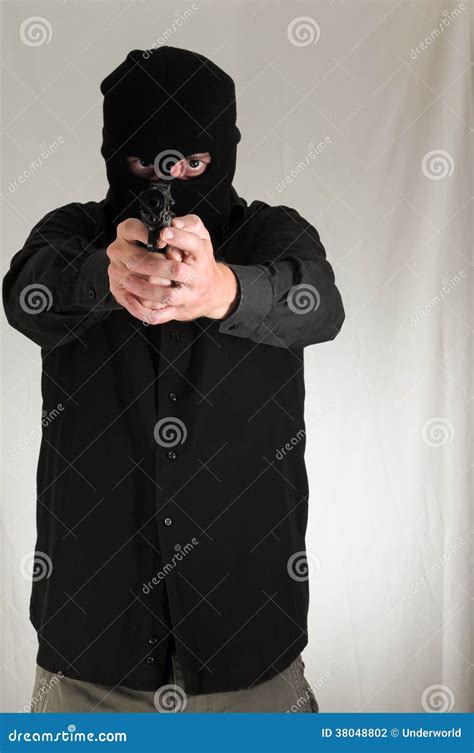 Man Holding A Pistol Gun Stock Photo Image Of Handgun 38048802