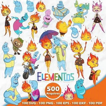 Kit Digital Filme Elementos Disney Arquivos Svg Elemental