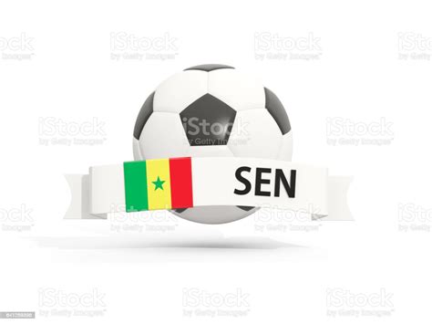 Bendera Senegal Sepak Bola Dengan Spanduk Dan Kode Negara Ilustrasi