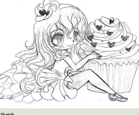 Red Velvet Cupcake Sketch By Yampuff On Deviantart Coloring Book Art