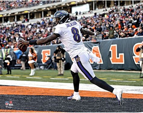 Lamar Jackson Baltimore Ravens Unsigned Scoring Touchdown Photograph