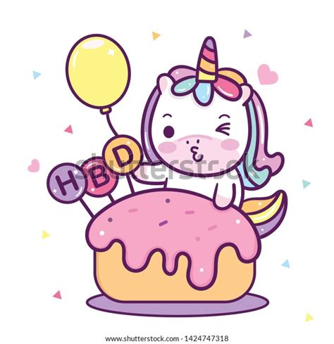 Illustrator Of Unicorn Vector With Balloon Vector Happy Birthday